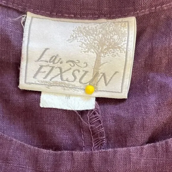 La FIXSUN 100% Linen Purple Tunic Dress Size Medium - Picture 3 of 6